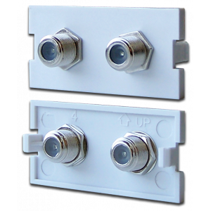 Modular insert with two F adapters for LAN-MB box, white